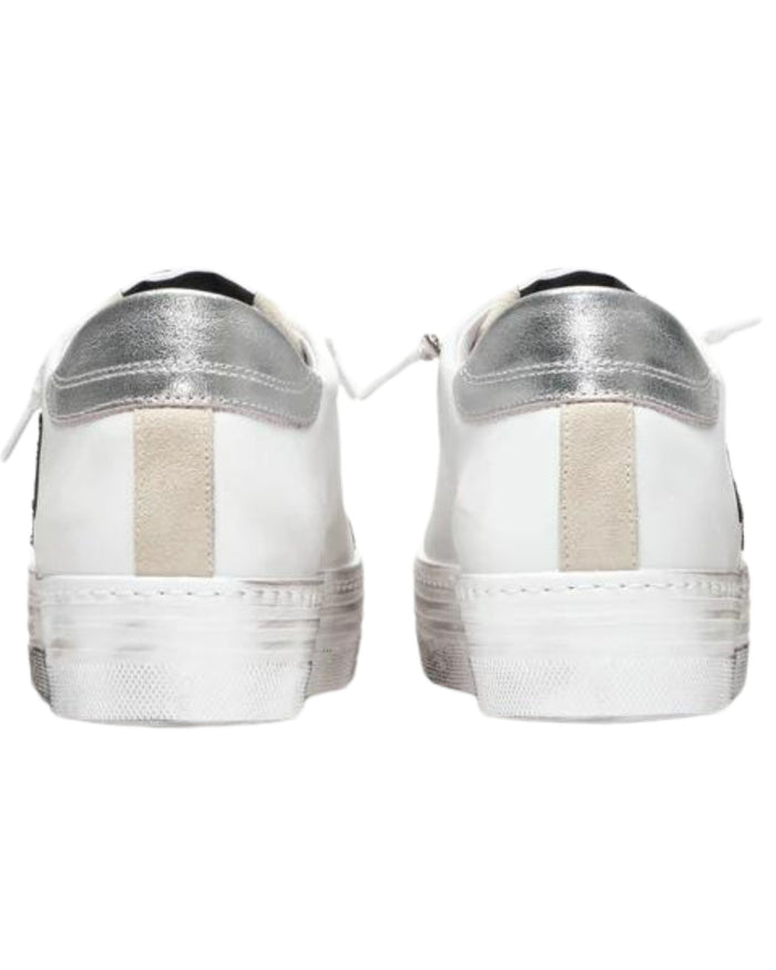 2Star Sneakers Platform 4 cm Glitter Effetto Used Pelle Bianco 4