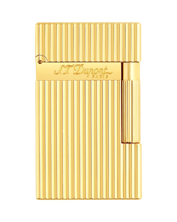 Stdupont Double Flame Plated Vertical Lines Gold Unisex 1