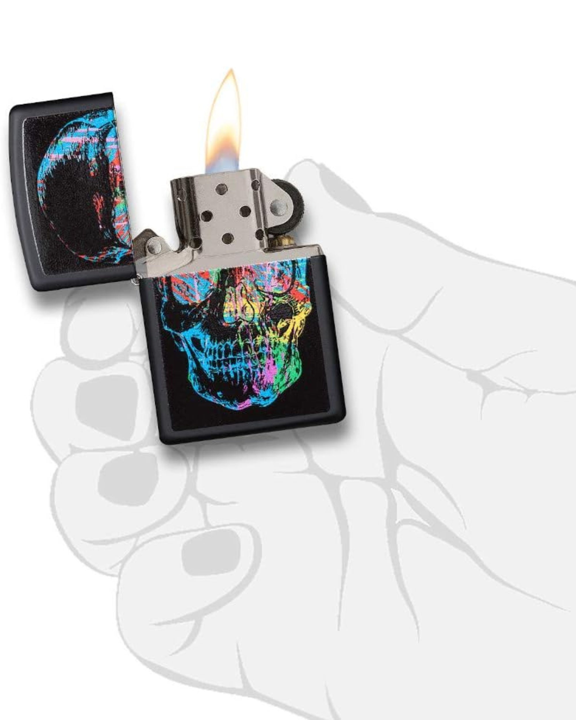 Zippo Accendino ® Colorful Techio Color Antivento Ricaricabile Metallo Opaco Nero Unisex