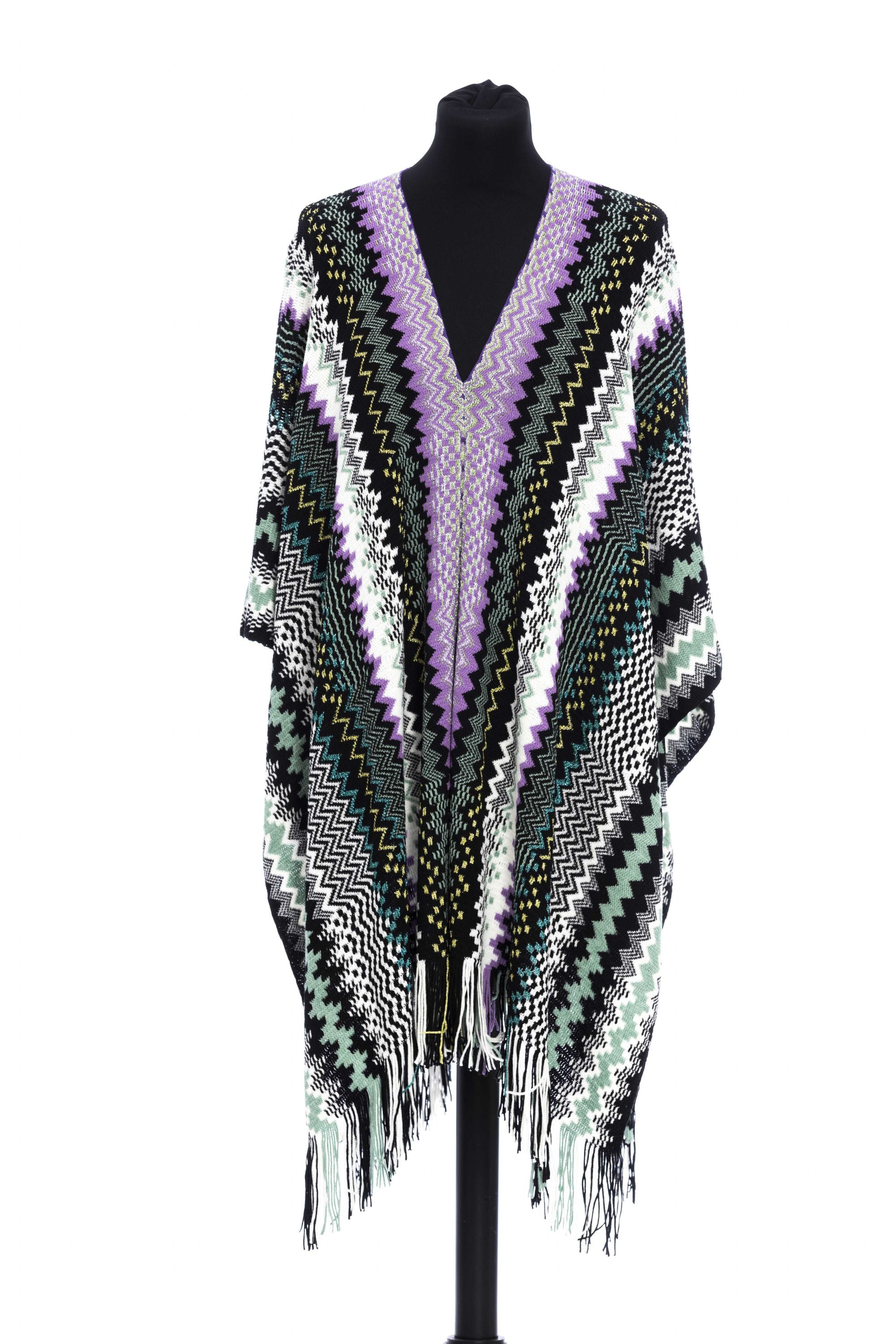 Missoni Geometric Pattern Stole Wool Blend Multicolor