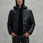 Blauer Giubbino Corto Wave Trama Onda Orizzontale Nero Uomo