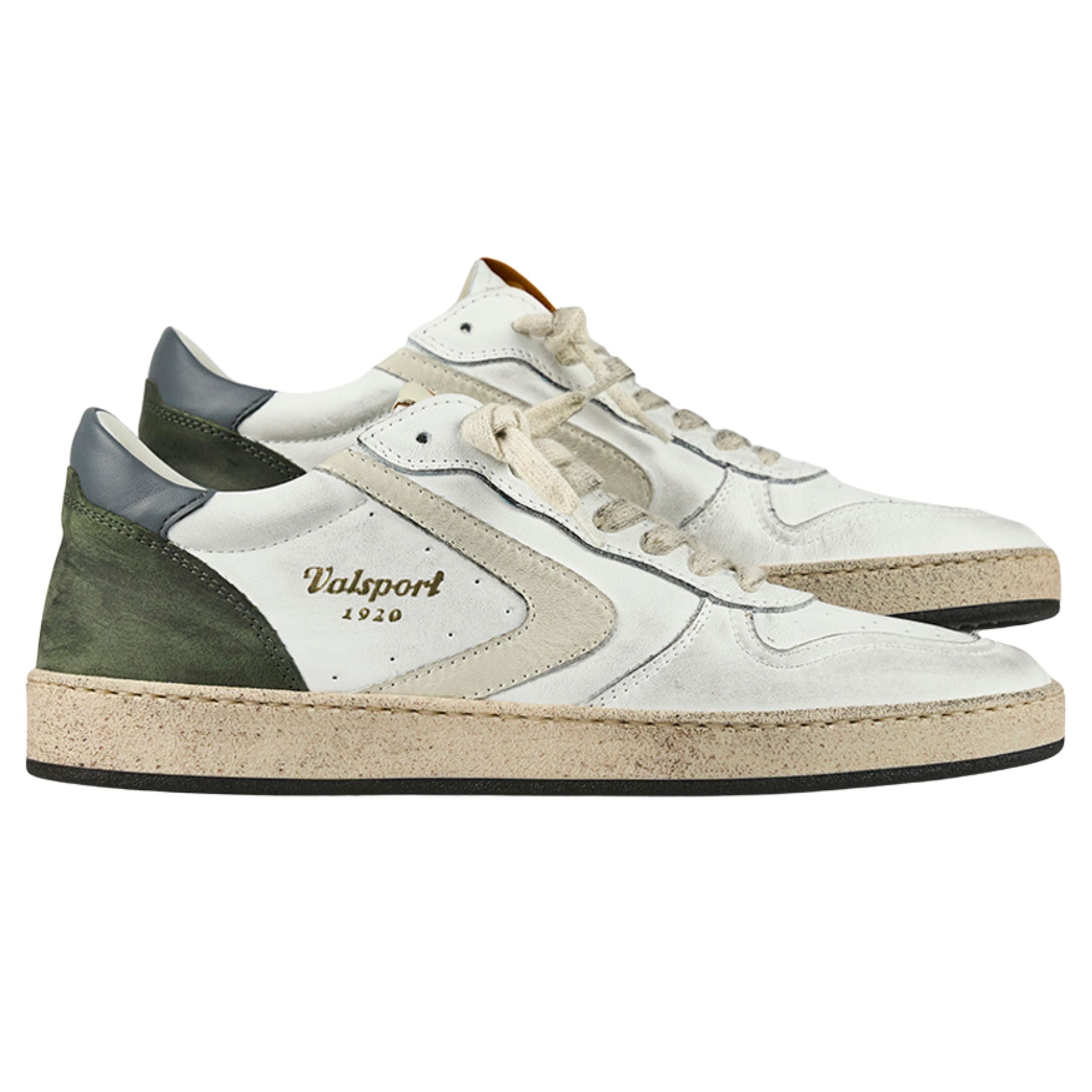 Valsport Scarpa Sneaker Davis Heritage in Nappa Bianco Verde Foresta Uomo