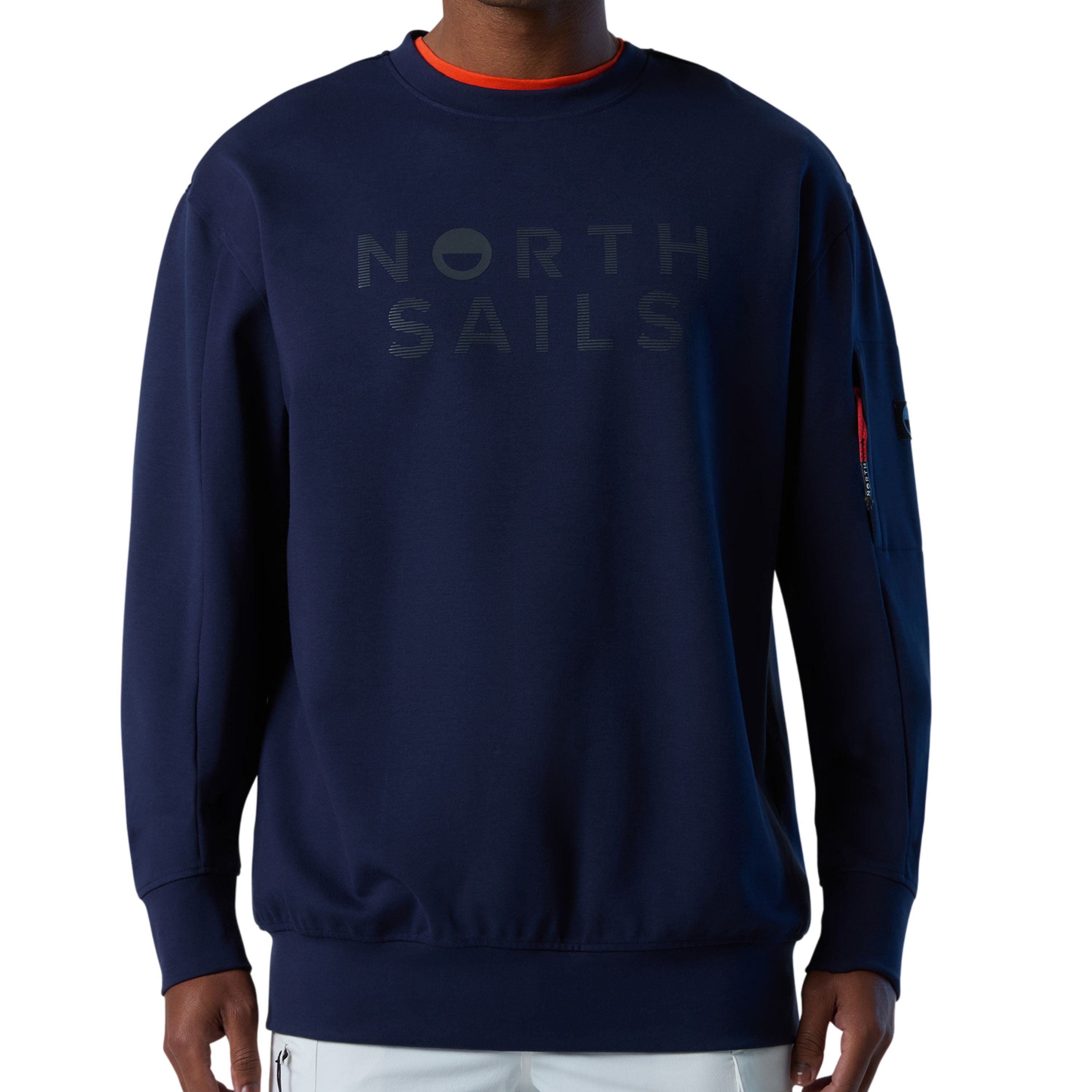 North Sails Felpa manica lunga girocollo CREWNECK SWEATSHIRT Tech Blu 691229 Interlock