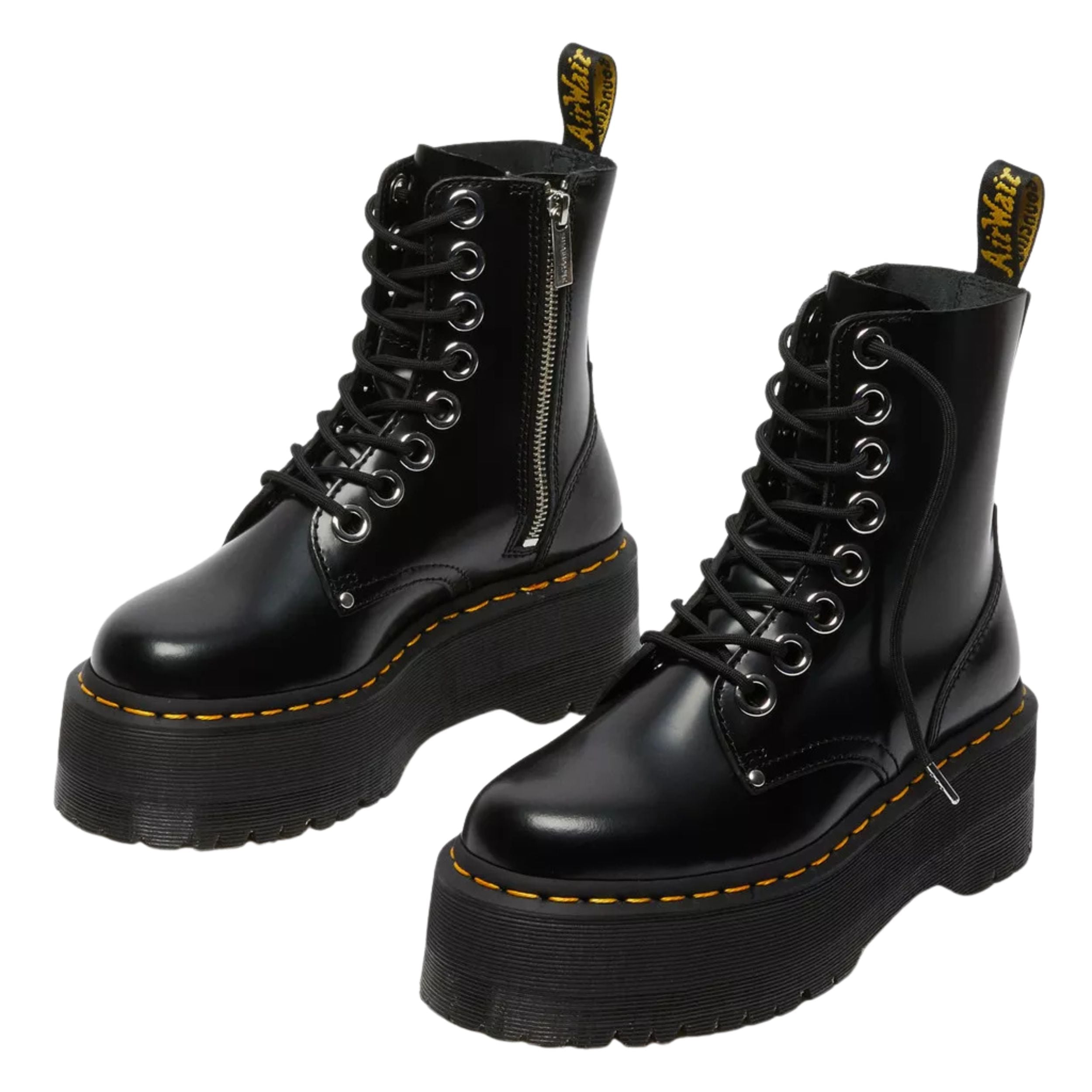 Dr. Martens Stivale con Platform Jadon Max Black Buttero in Pelle Nero Donna