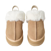 Gaelle Eskimo Boot Sabot Donna in Suede Beige Cammello con Ecofur Interna