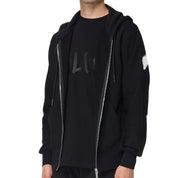 Disclaimer Felpa Con Cappuccio Full zip in Cotone Nero Uomo 55106