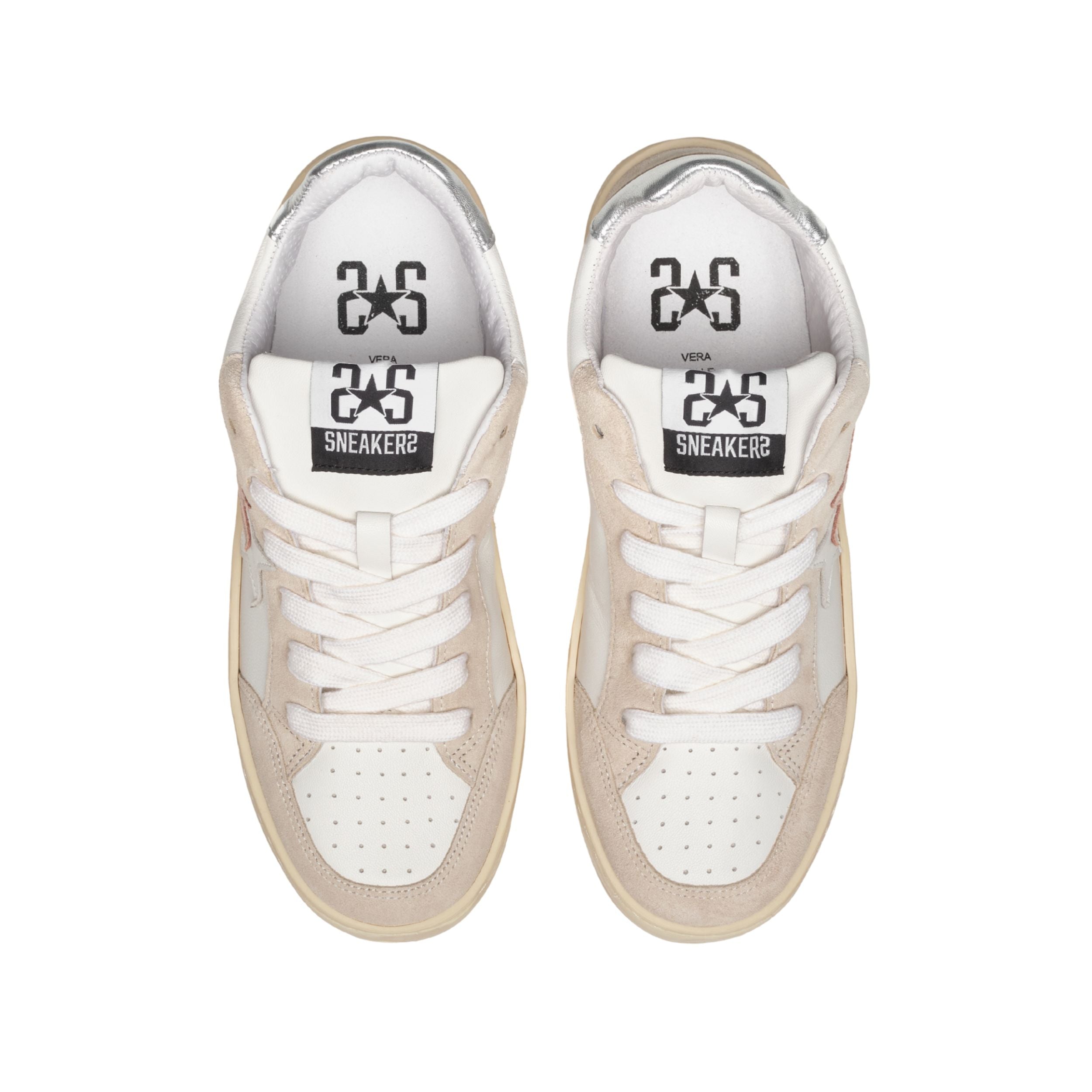 2Star Scarpe Sneakers Made in Italy artigianali New Star Pelle donna Bianco Rosa