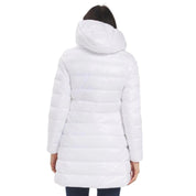 Blauer Parka Lungo Imbottito Adelaide Bianco Ottico Donna con Cappuccio Fisso