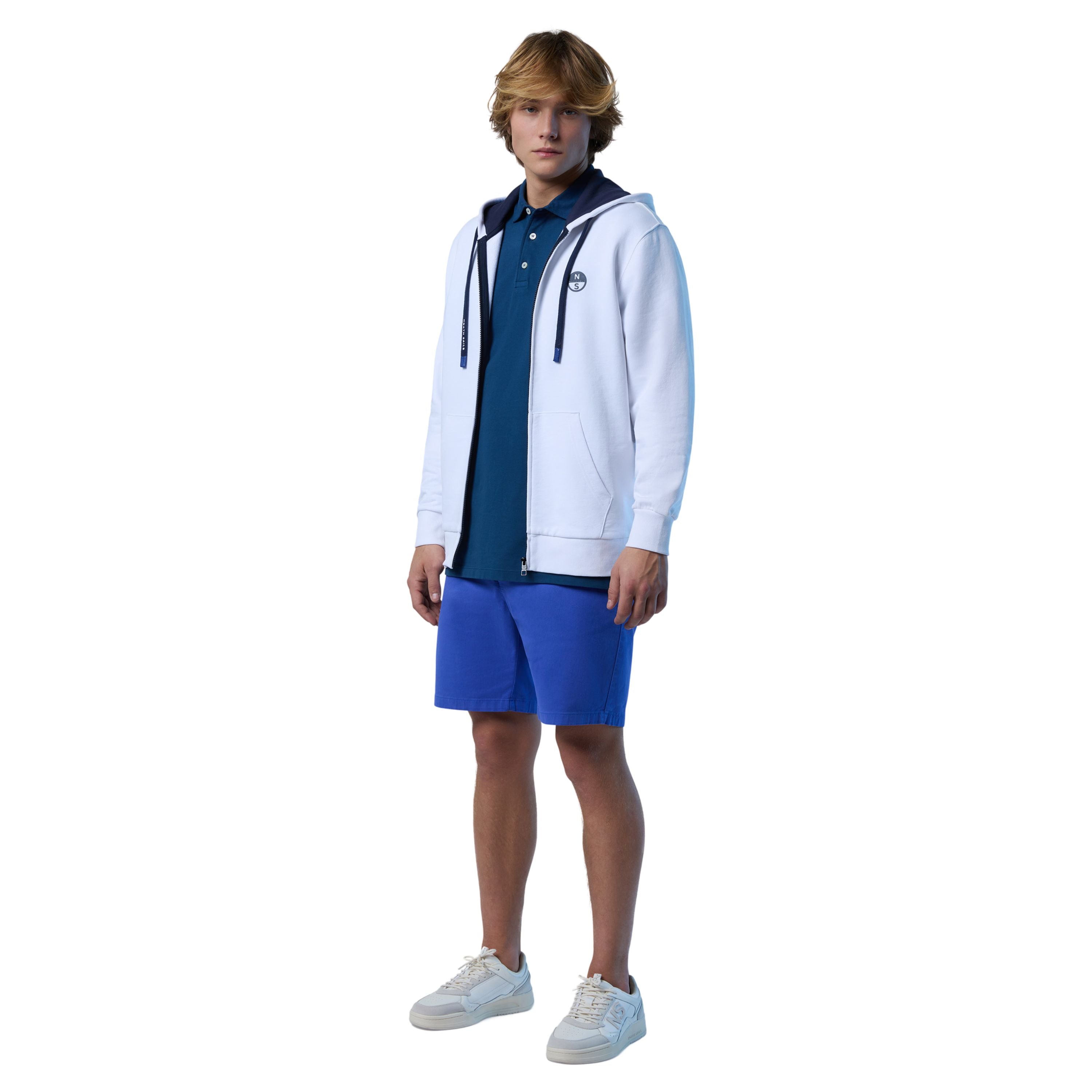 North Sails Felpa manica lunga girocollo Hoodie SWEATSHIRT Logo 691224 bianca