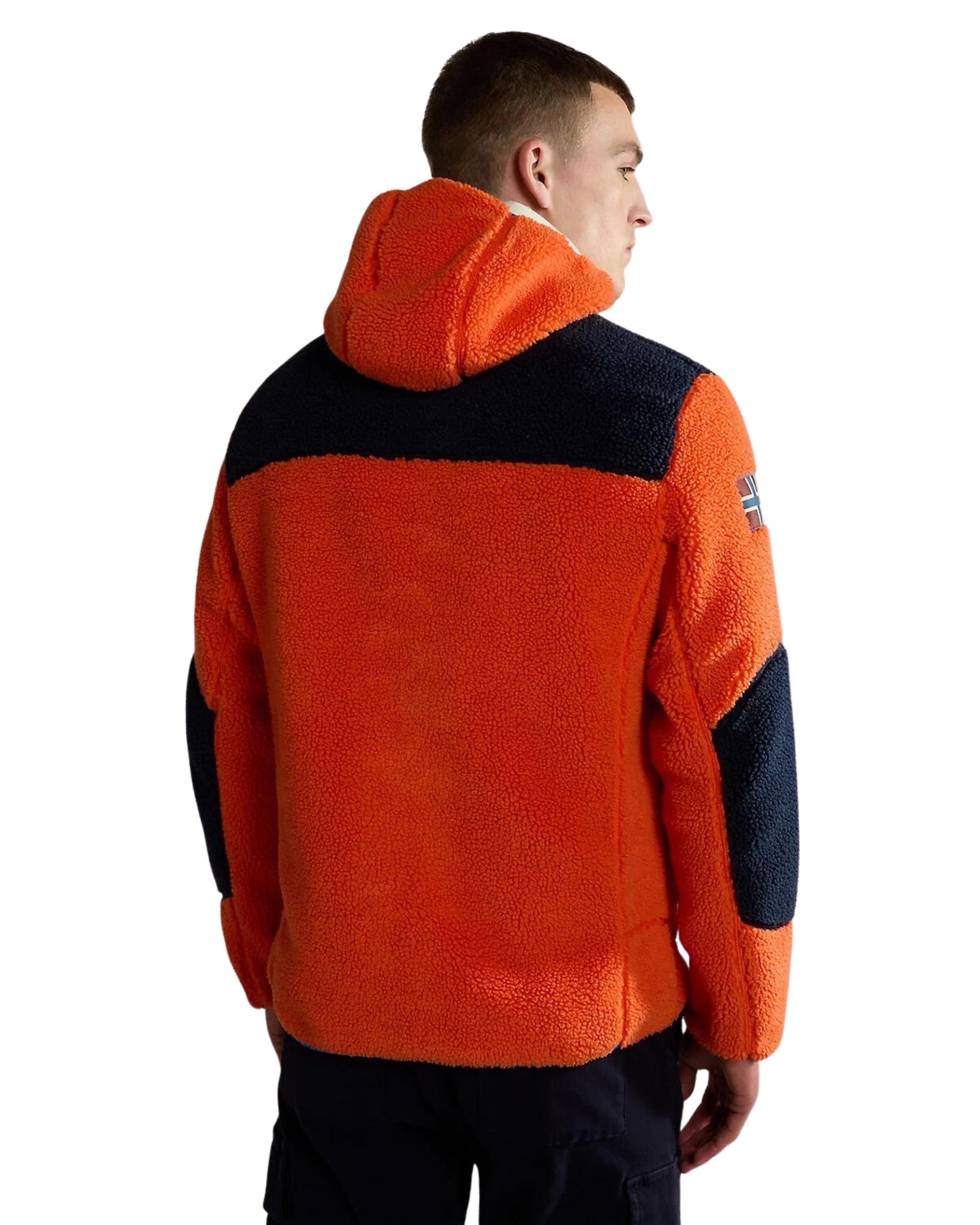 Napapijri Pile con Cappuccio e Full Zip Modello Yupik Arancione