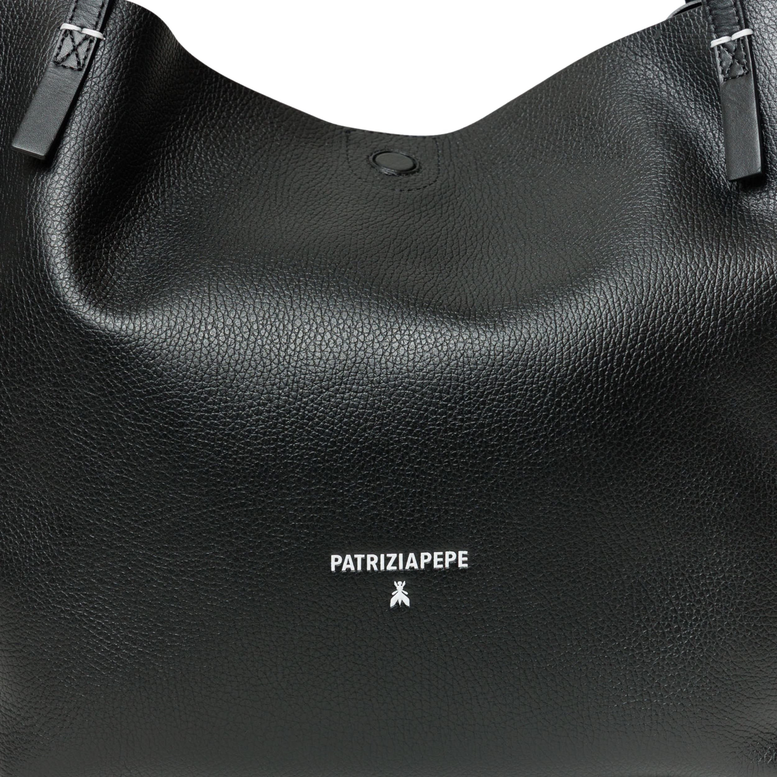 Patrizia Pepe Borsa Shopper a Mano in Pelle Nero Donna