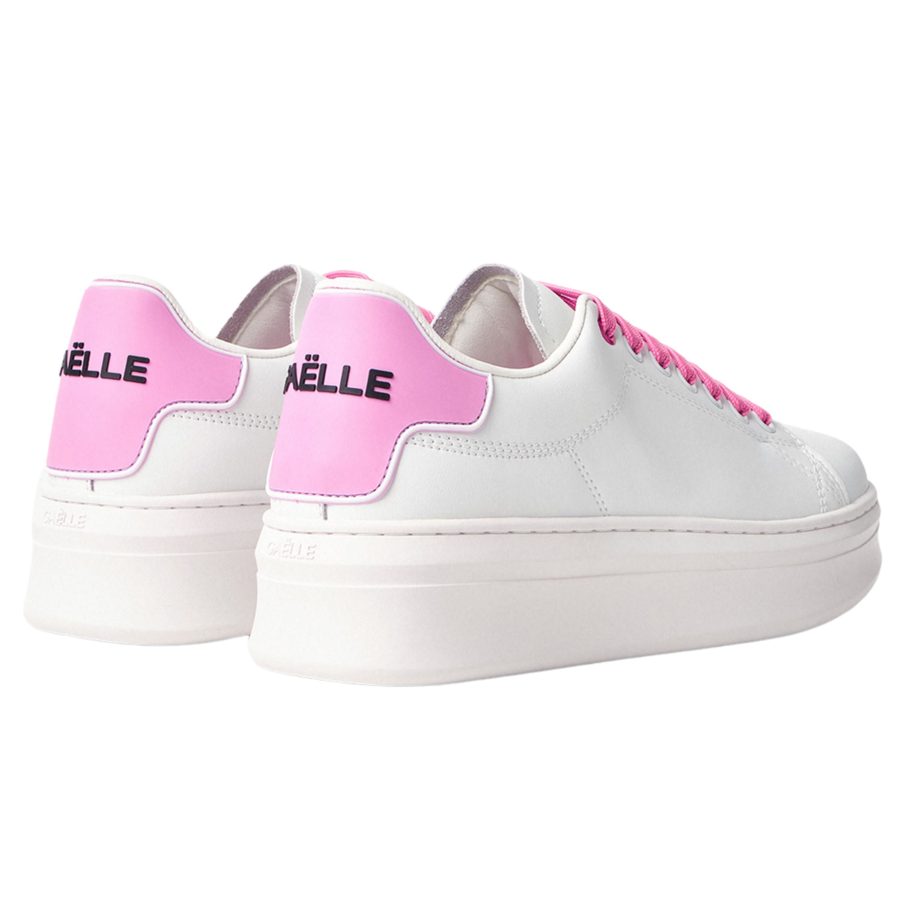 Gaelle Sneakers Scarpe Addict Tomaia in Pelle Bianco Tacco rosa orchidea