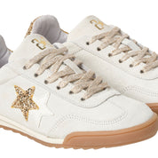 2Star Scarpe Sneakers Made in Italy artigianali Kurt Star Pelle avorio e oro 5130