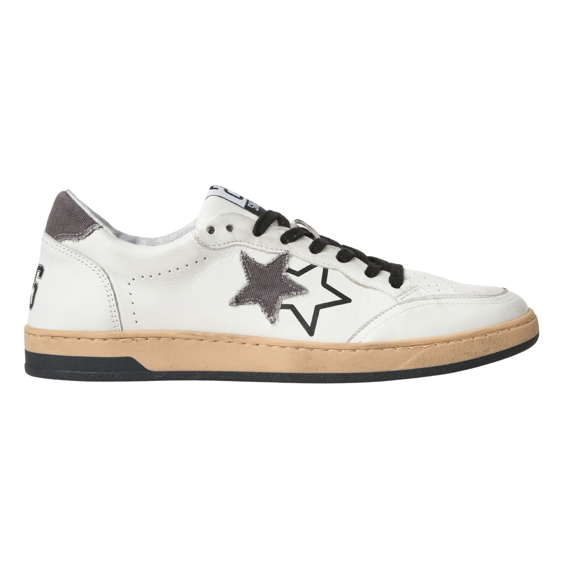 2Star Scarpe Sneakers Made in Italy artigianali Week Star Pelle Bianco Nero Uomo 5056