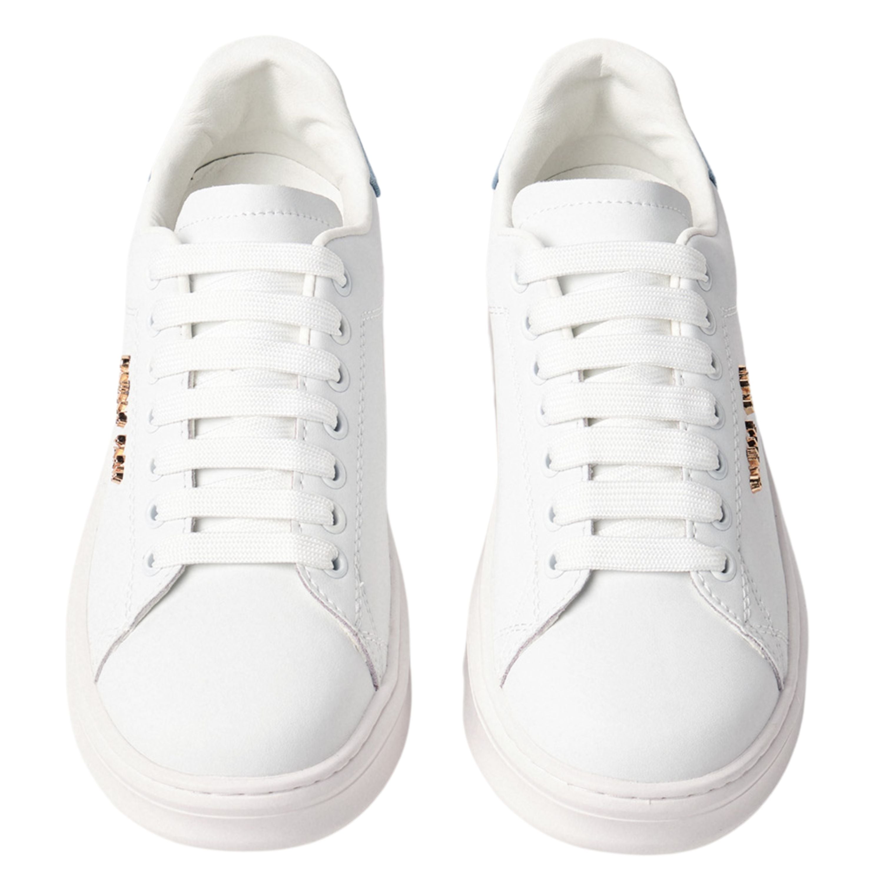 Gaelle Sneakers Scarpe Addict Tomaia in Pelle Bianco e Denim