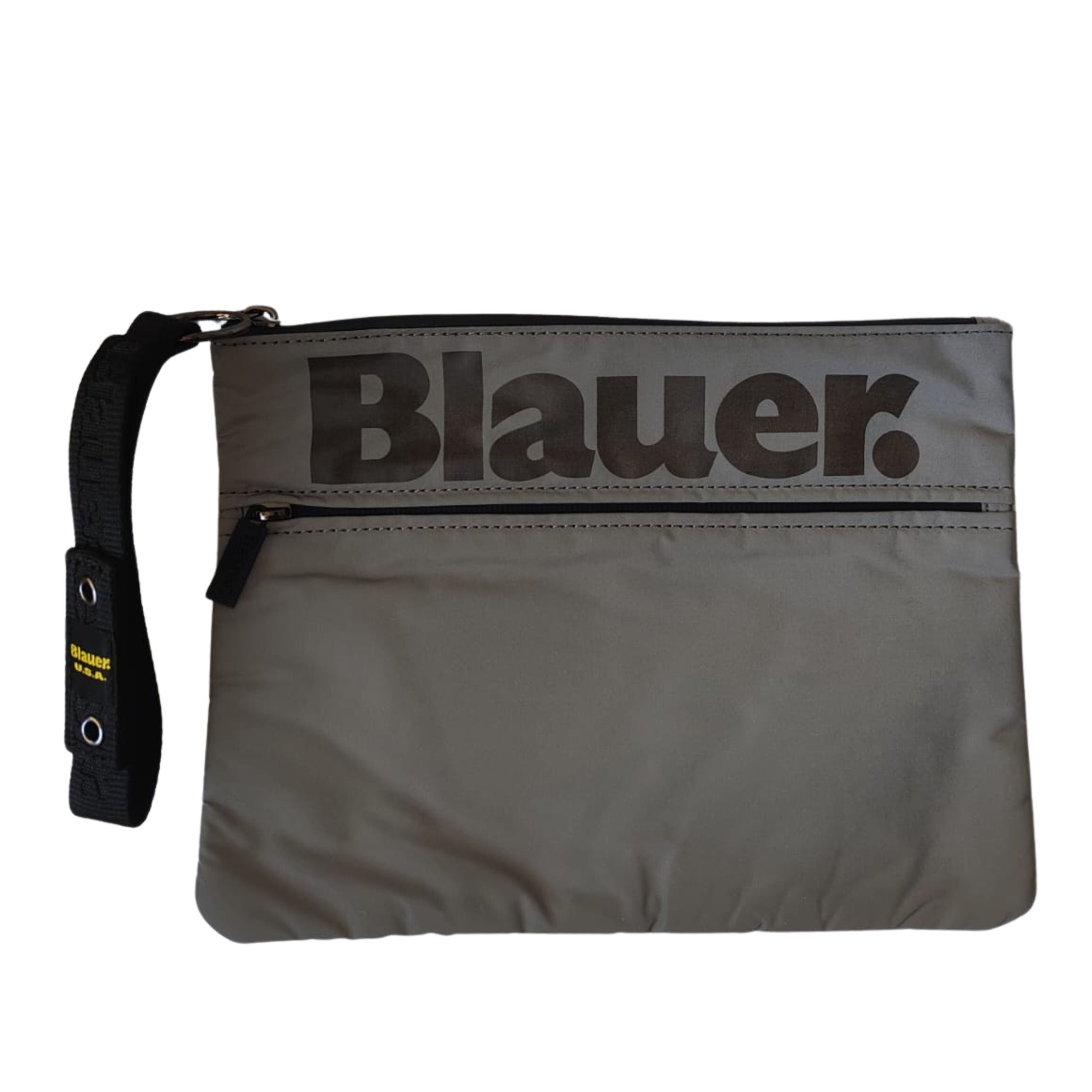 Blauer Borsa Pochette Coney Clutch Donna Uomo sling polso nylon cerato grigio silver