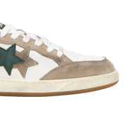 2Star Scarpe Sneakers Made in Italy artigianali Week Star Pelle Bianco Taupe Verde Uomo