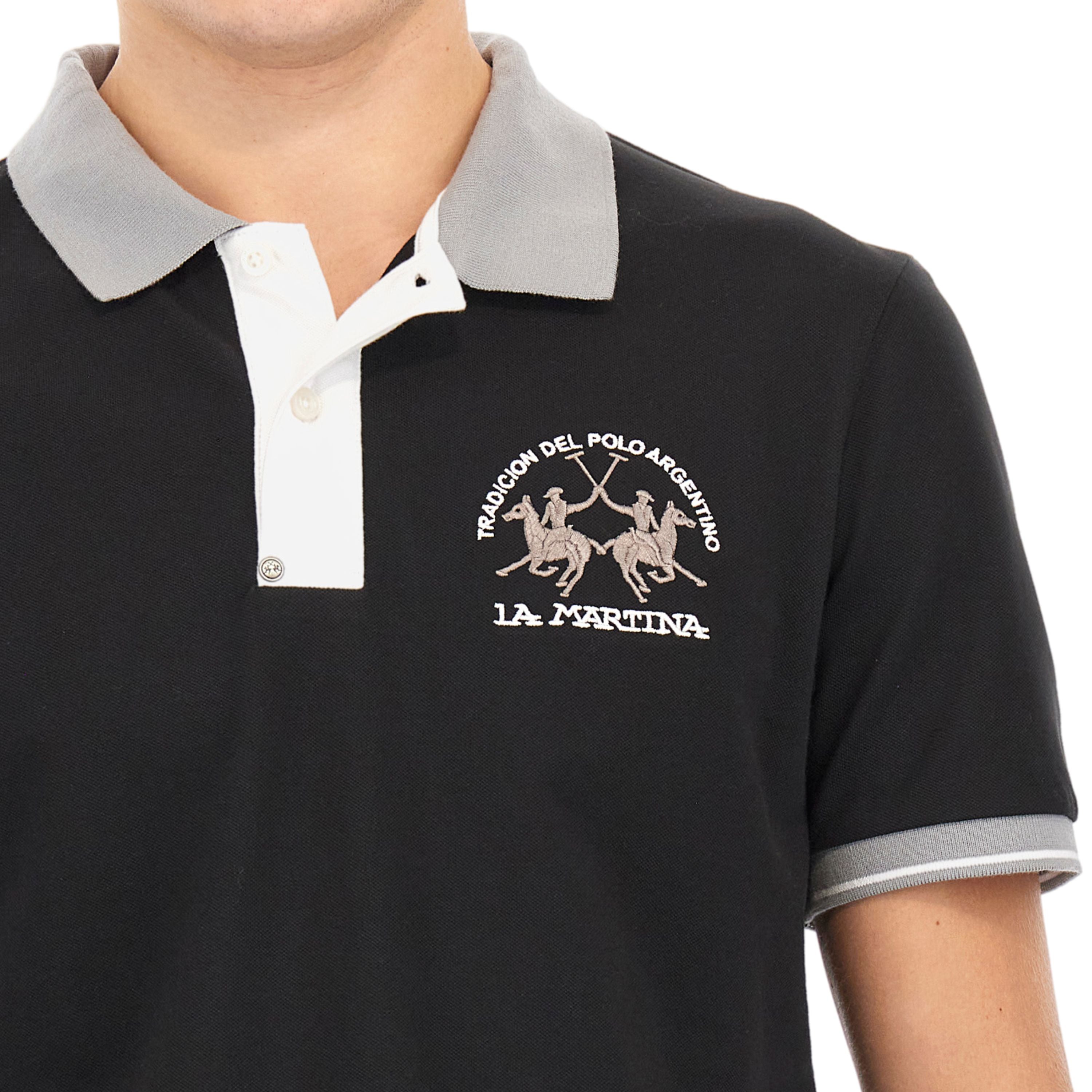 La Martina Polo Classica In Piquet stretch Regular Fit Nero uomo map005