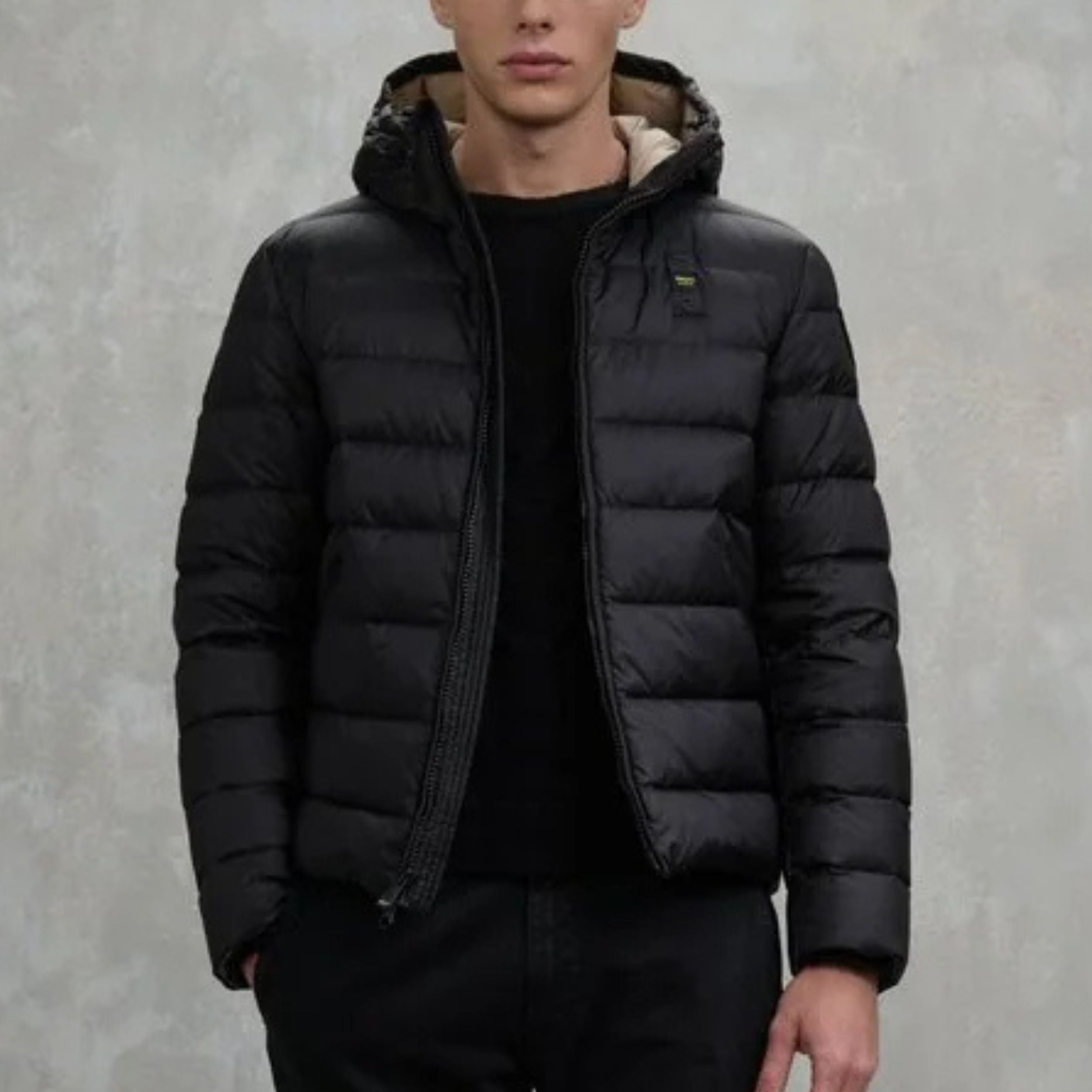 Blauer Giubbotto Piumino Corto Imbottito Acton Nero Interno Beige Uomo