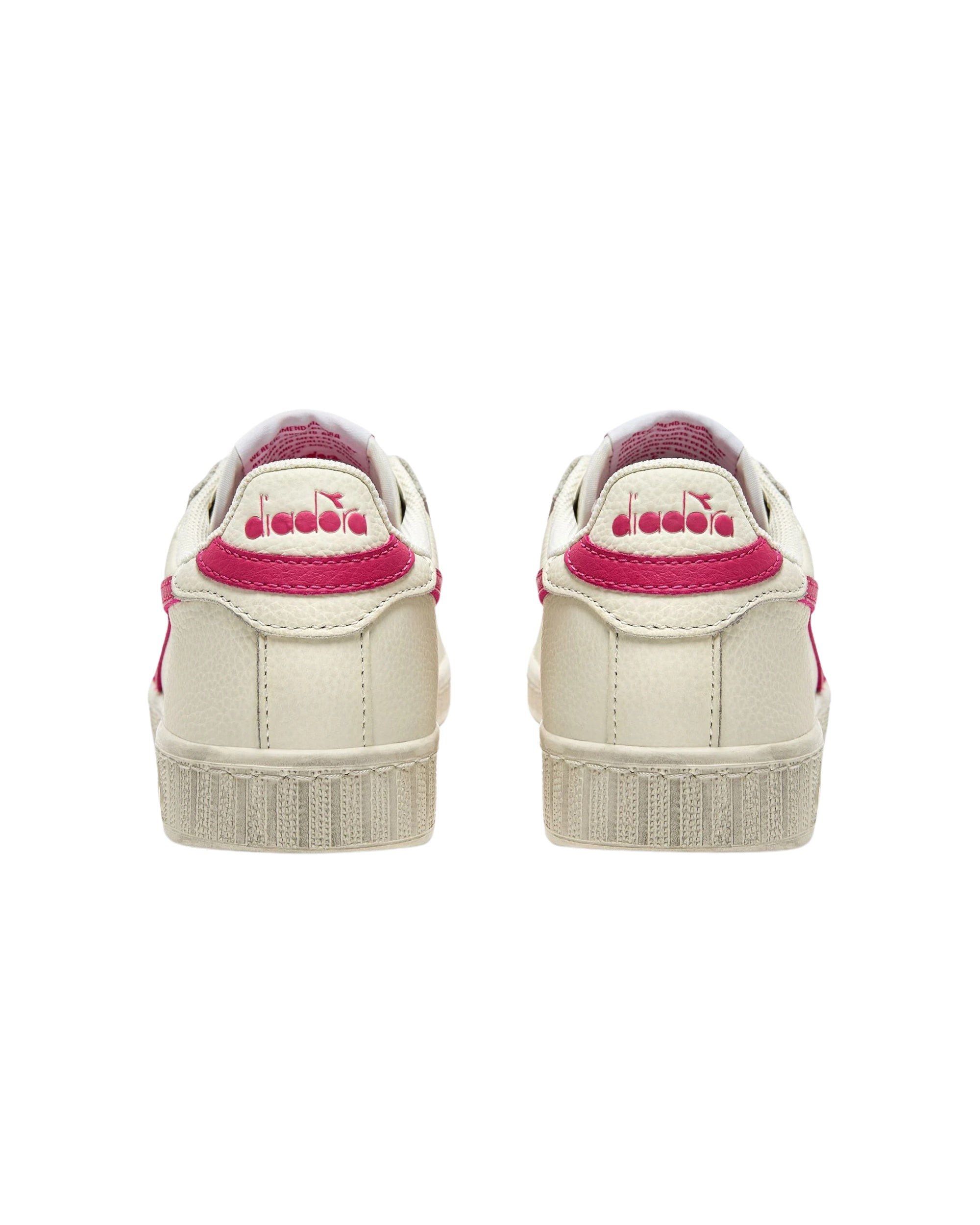 Diadora Sneakers Game L Low Waxed tomaia in Pelle Bianco Fucsia Sorbetto