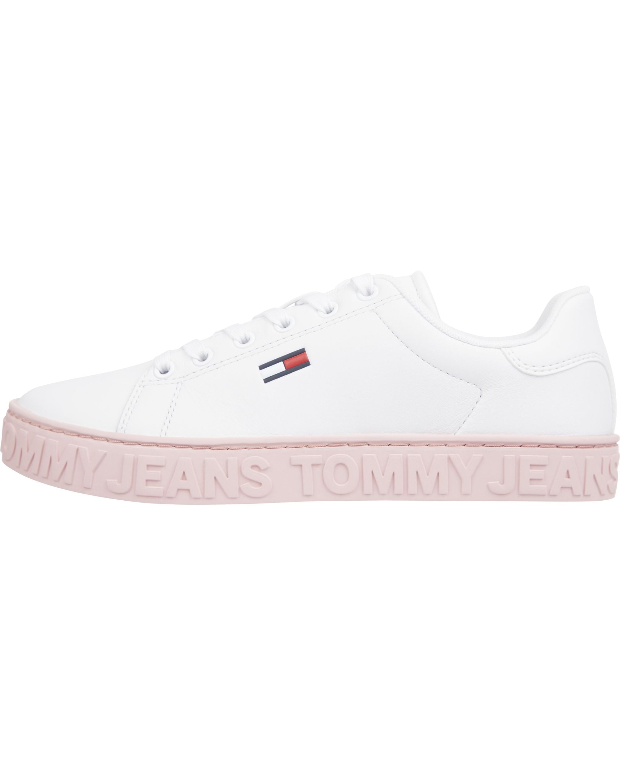 Tommy Jeans Pink Leather Sneakers