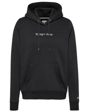 Tommy Jeans Felpa Regular Linear con Cappuccio Misto Cotone Nero