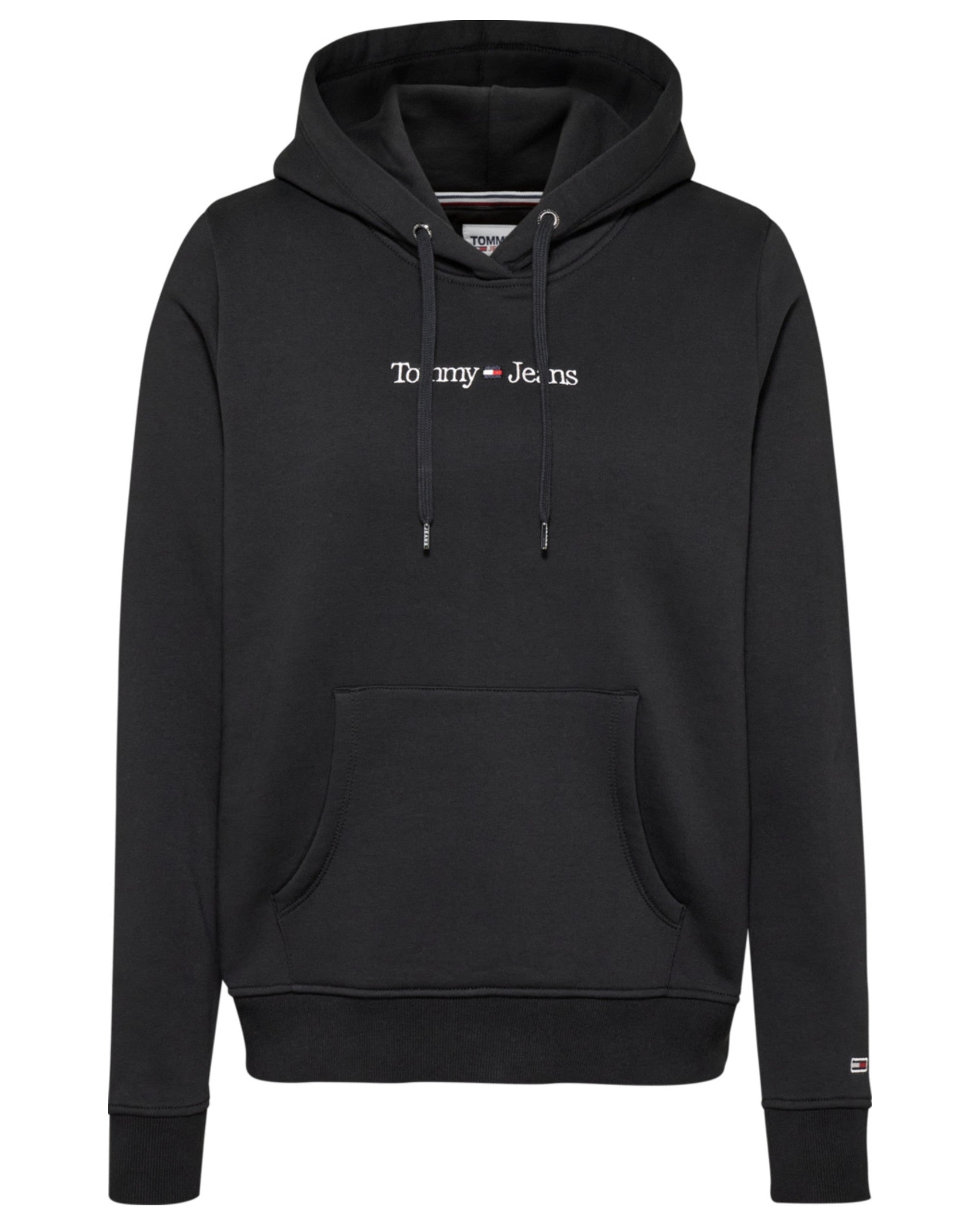 Tommy Jeans Regular Linear Hoodie Cotton Blend Black