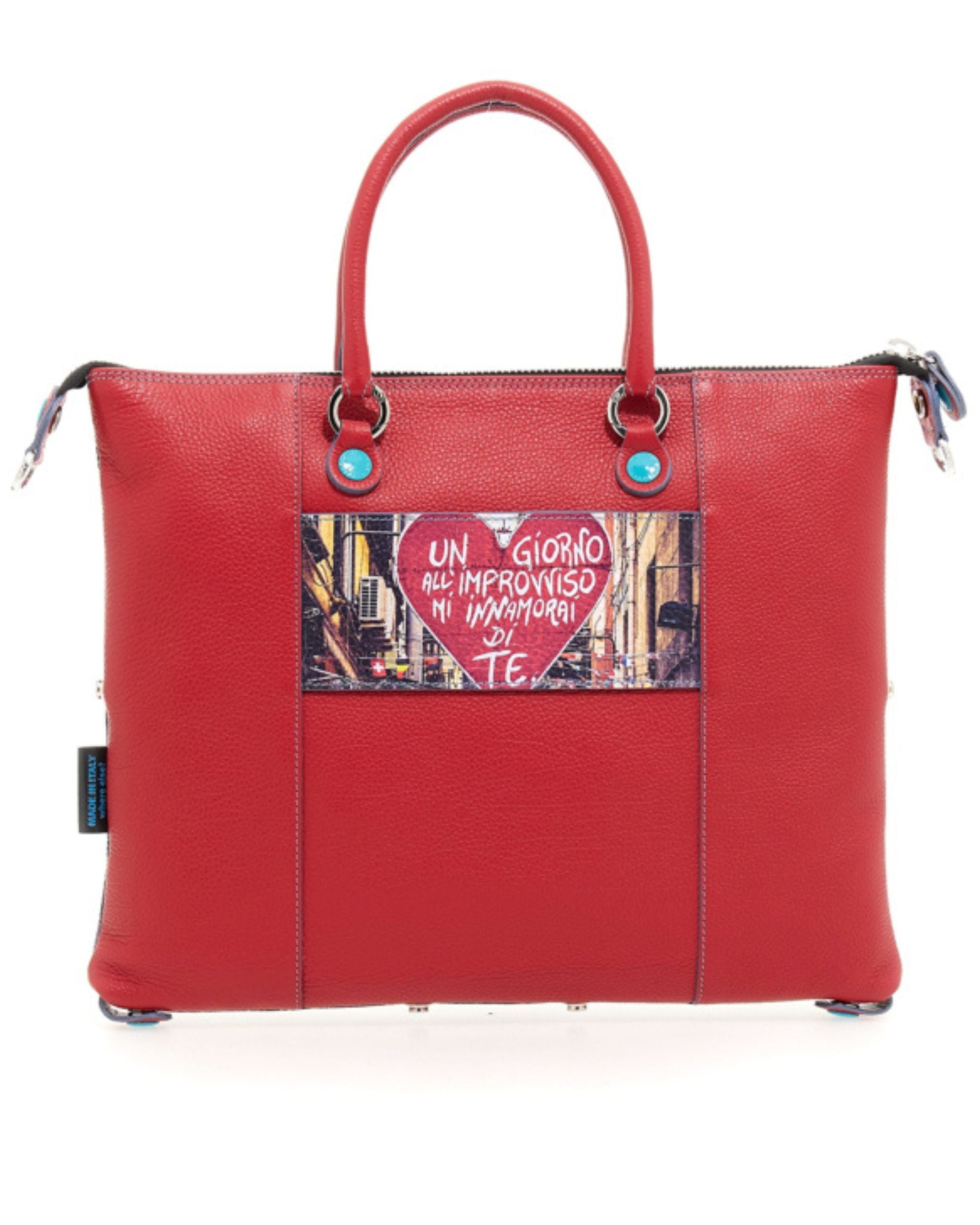 Gabs Borsa Trasformabile Shopper Tote Bauletto Zaino Quartieri Spagnoli Rosso Donna