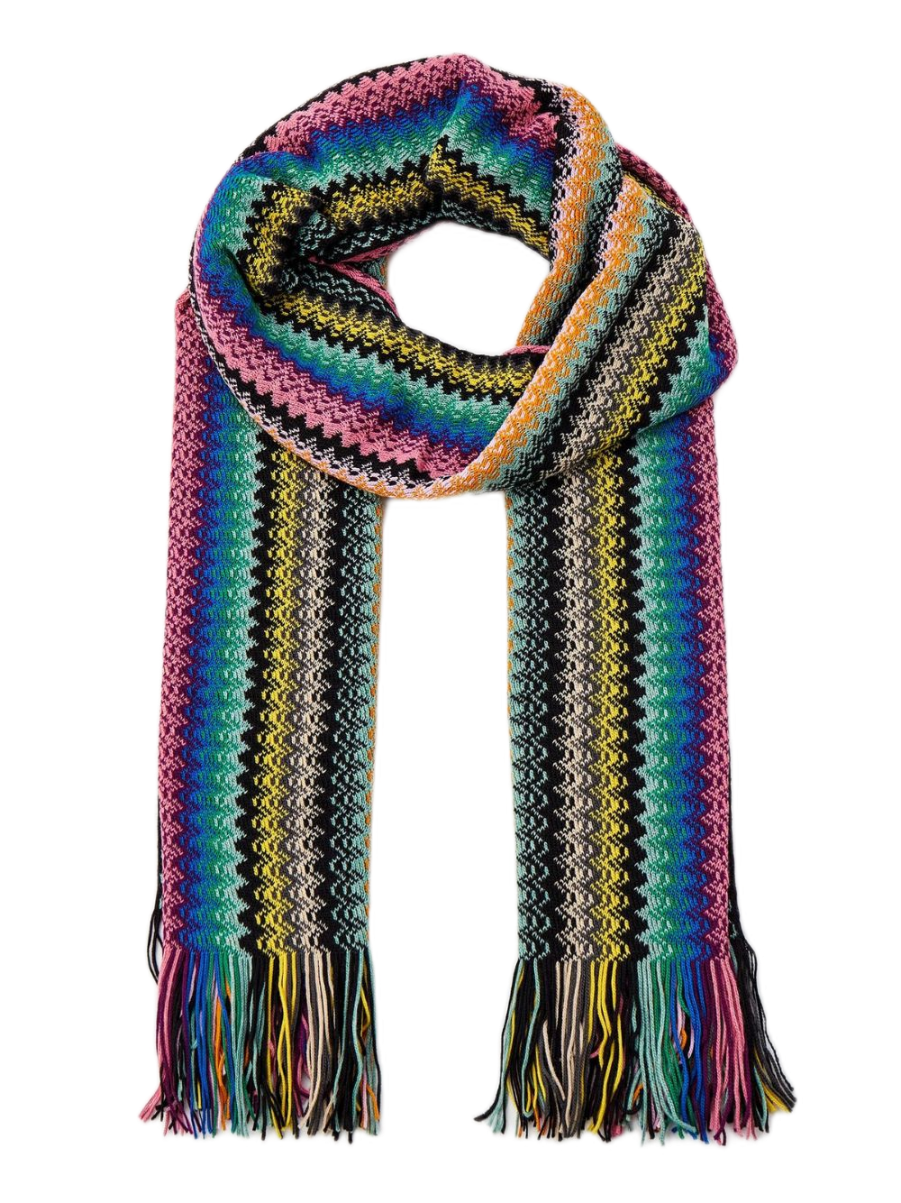 Missoni Geometric Pattern Stole Wool Blend Multicolor