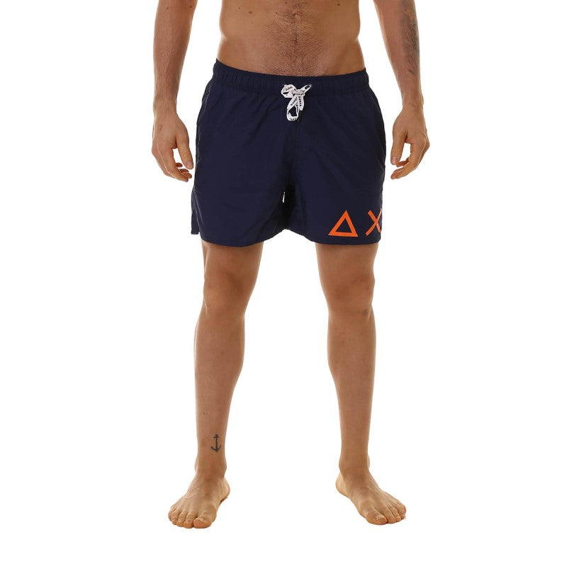 Sun68 Costumi da Bagno Swim Pant Side Solid Big Logo Blu