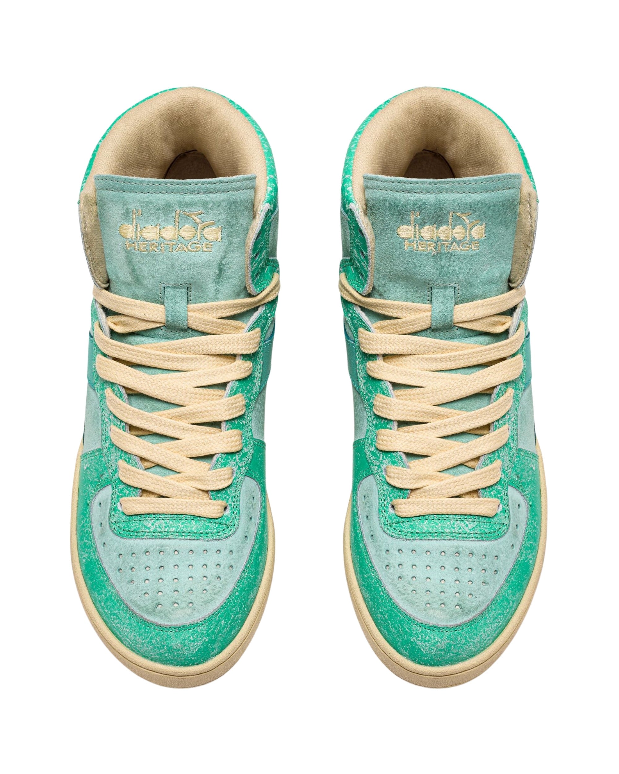 Diadora Heritage Sneakers MI Basket High in Pelle Effetto Used Verde