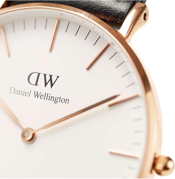 Daniel Wellington orologio classic 36mm 316L cinturino Bristol pelle marrone Rose Gold bianco