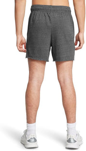 Under Armour Shorts da Allenamento UA Rival Terry 6 inches Misto Cotone Grigio Logo Bianco Unisex