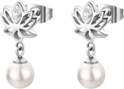 Brosway Orecchini Donna Pendenti in Acciaio e Cristalli con Simbolo Fiore Collezione CHAKRA - BHKE178