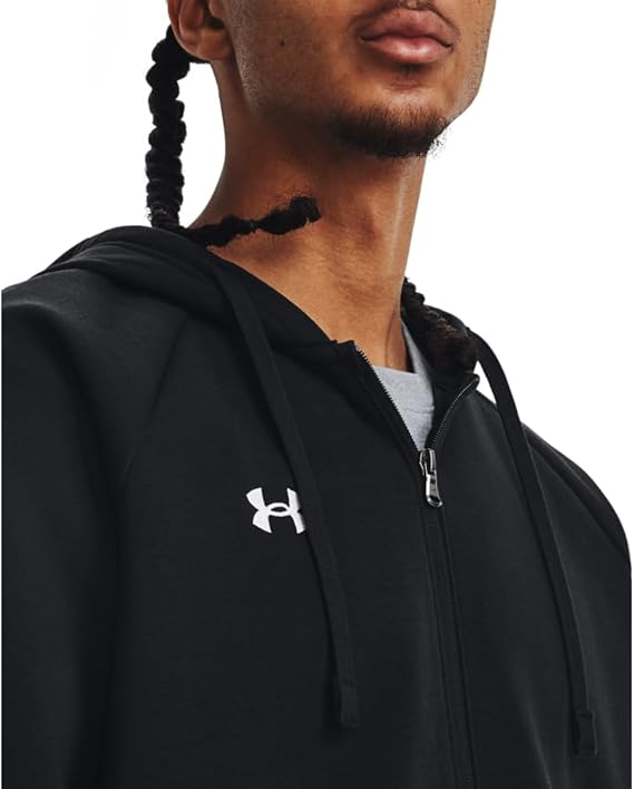 Under Armour felpa full zip pile misto cotone cappuccio RIVAL uomo allenamento UA nero
