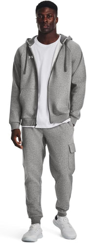 Under Armour felpa full zip pile misto cotone cappuccio RIVAL uomo allenamento UA grigio