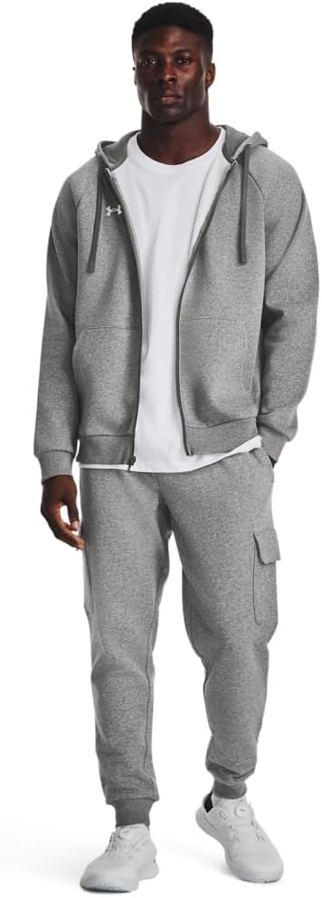 Under Armour felpa full zip pile misto cotone cappuccio RIVAL uomo allenamento UA grigio