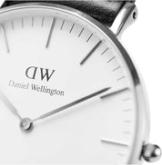 Daniel Wellington orologio 36mm inox 316L sheffield nero cromo bianco pelle DW00100053