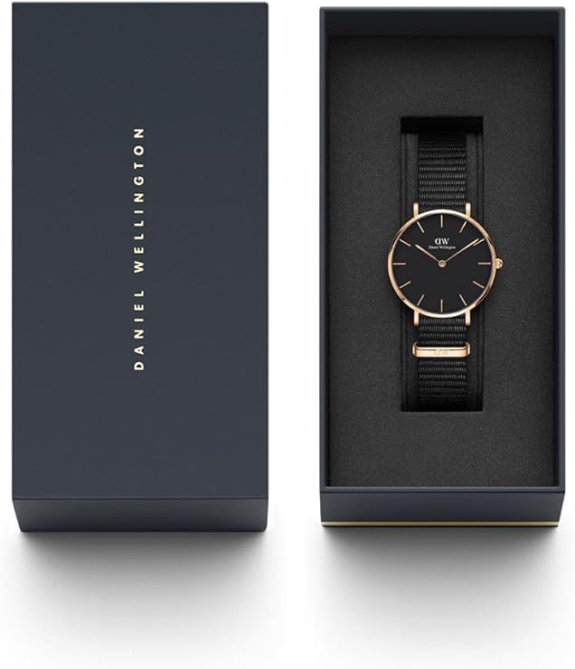 Daniel Wellington orologio petite 28mm 316L cinturino cornwall nero rose gold