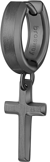 Brosway Orecchino Singolo a Cerchio in Acciaio con Simbolo Croce Collezione INK - BIK28