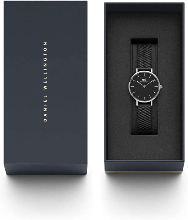 Daniel Wellington orologio petite 28mm inox 316L cromo black ashfield DW00100246