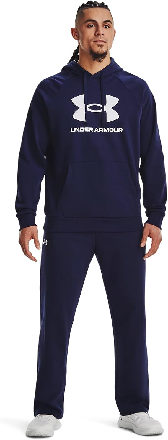 Under Armour felpa con cappuccio UA Rival Fleece Logo da uomo pile misto cotone blu