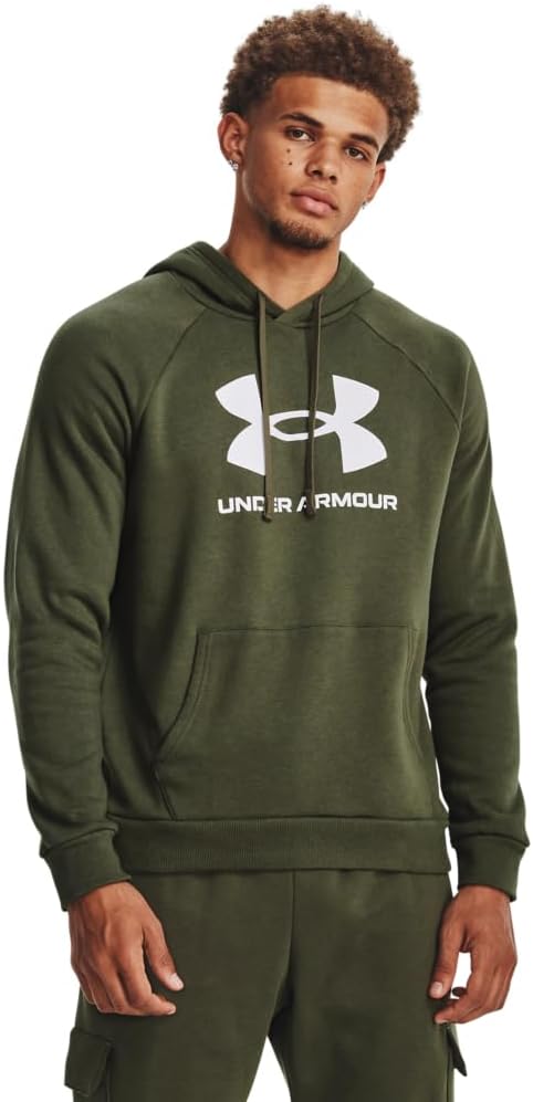 Under Armour felpa con cappuccio UA Rival Fleece Logo da uomo pile misto cotone verde militare