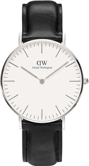 Daniel Wellington orologio 36mm inox 316L sheffield nero cromo bianco pelle DW00100053