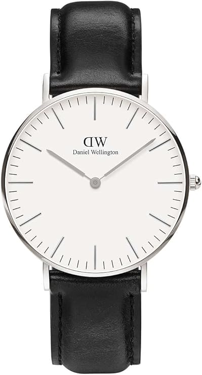 Daniel Wellington orologio 36mm inox 316L sheffield nero cromo bianco pelle DW00100053