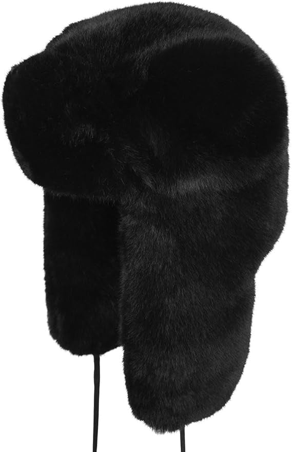 Kangol Cappello Trapper in Finta Pelliccia Sintetica Nero Unisex