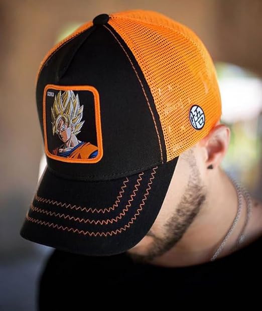 Capslab Cappellino con Visiera Collezione Dragon Ball Misto Cotone Arancio Nero Unisex
