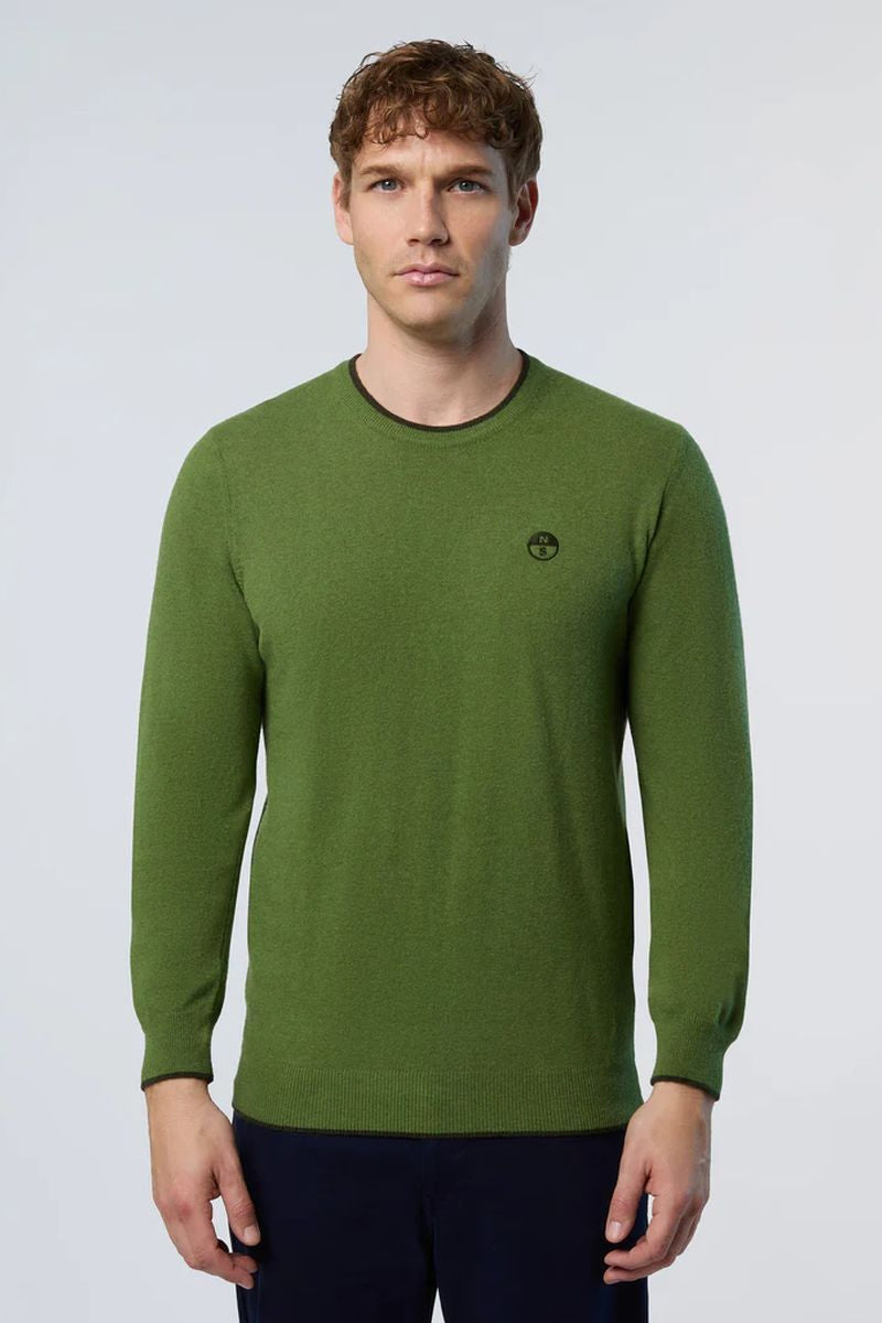 North Sails maglione misto cashmere GIROCOLLO LOGO ricamo finezza 12 699775 0446 salvia