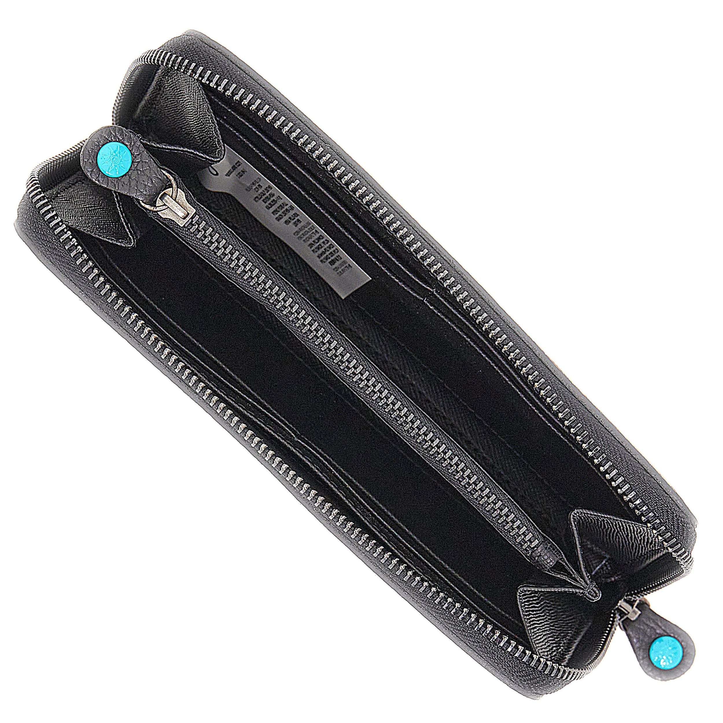 Gabs Portafoglio con portamonete e slot card con zip in Pelle Gmoney17 Bull Black Bordeaux Chianti