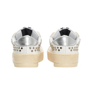 2Star Scarpe Sneakers Made in Italy artigianali Enjoy Star Pelle donna Bianco Borchie